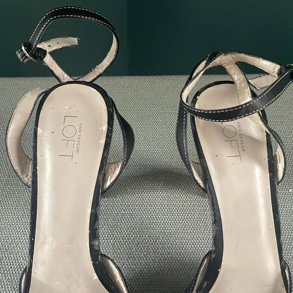 Ann Taylor Loft Black and wicker Tan Heels with Peep-Toe Design basket heal - Picture 11 of 11